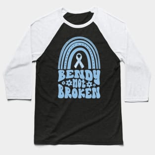 Ehlers-Danlos Syndrome Awareness Ribbon: Bendy Not Broken Blue Boho Rainbow Baseball T-Shirt